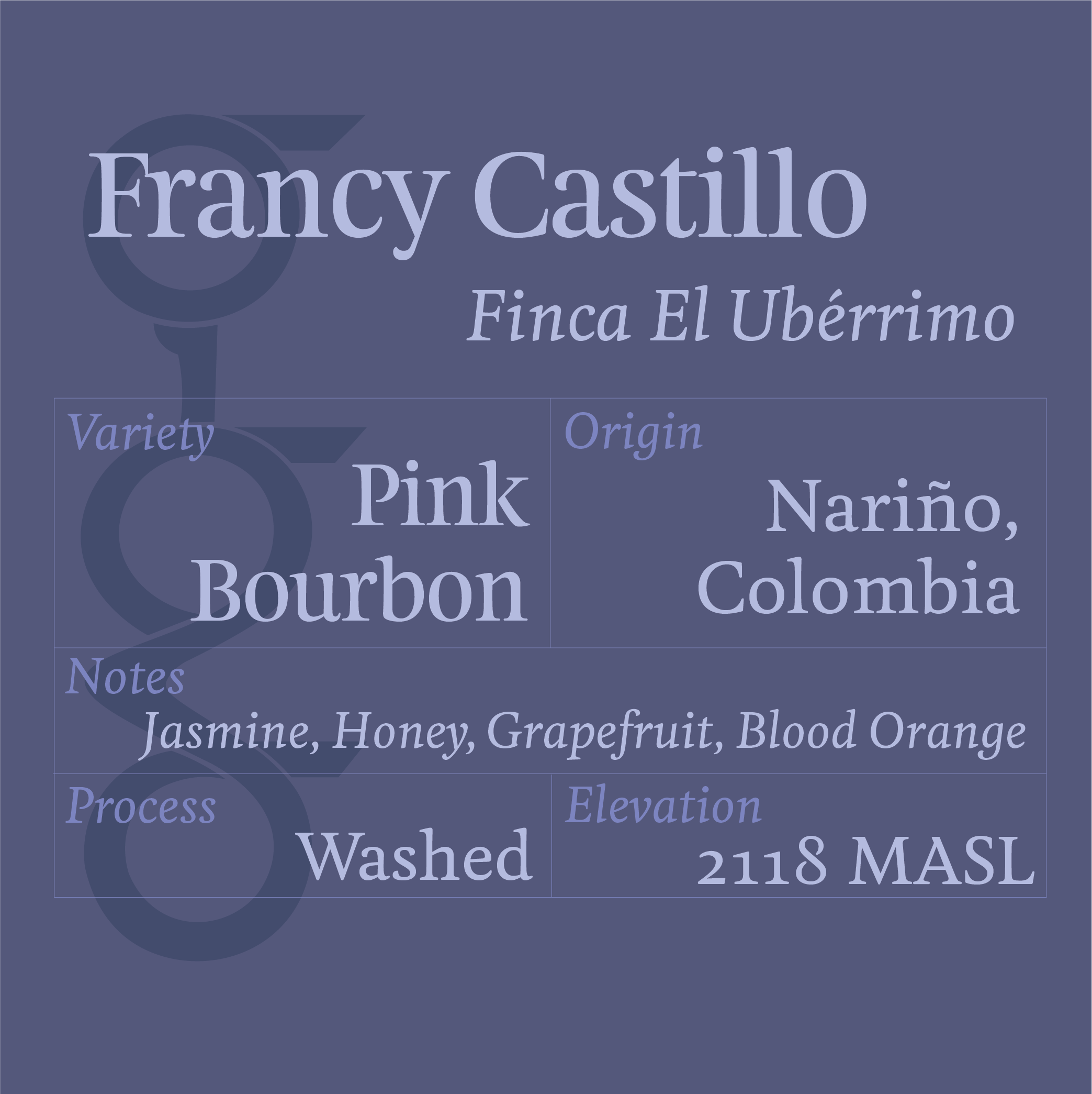 Francy Castillo, Colombia – Pink Bourbon, Washed
